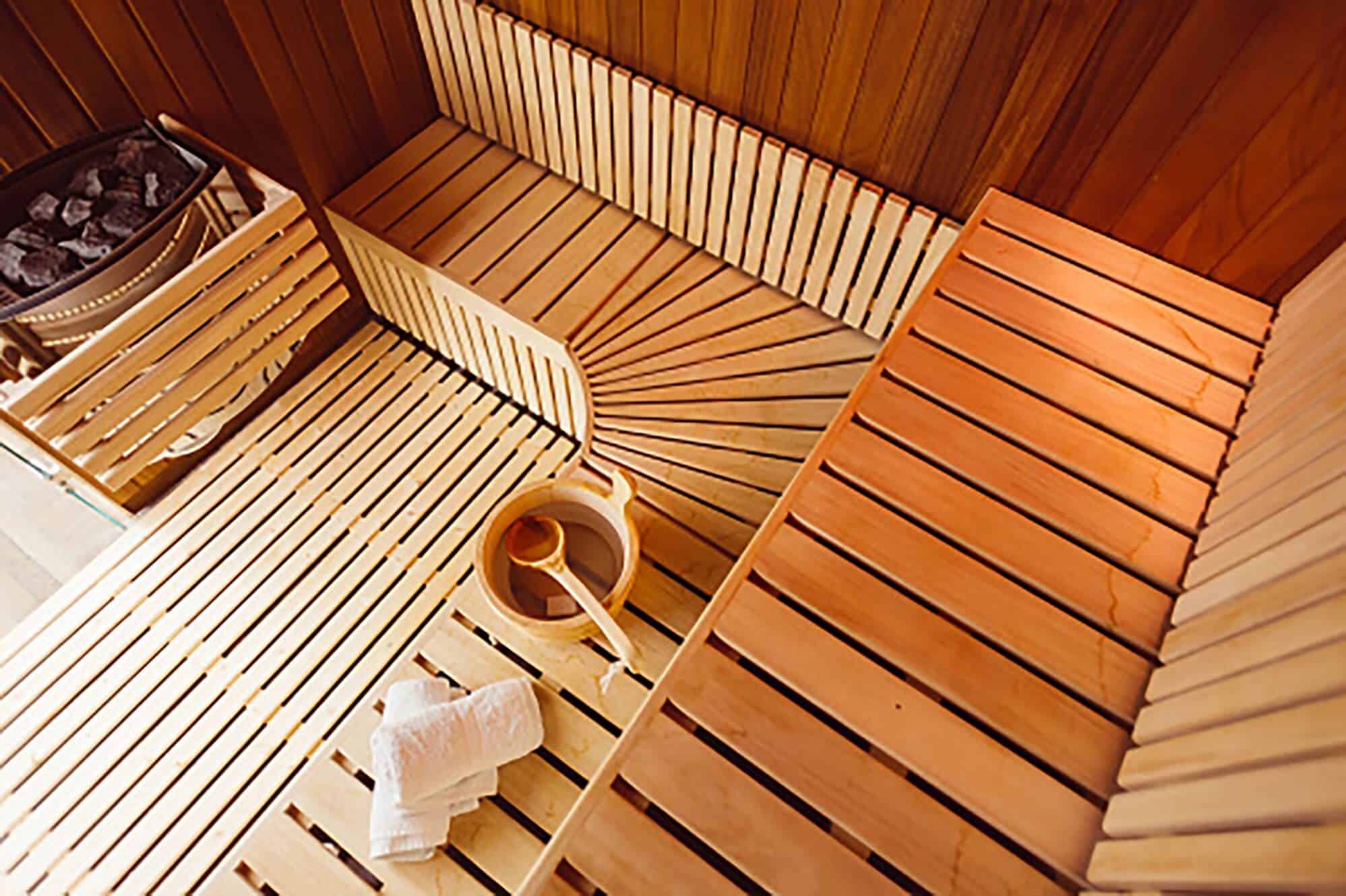 Detailansicht Sauna mit Eckbank